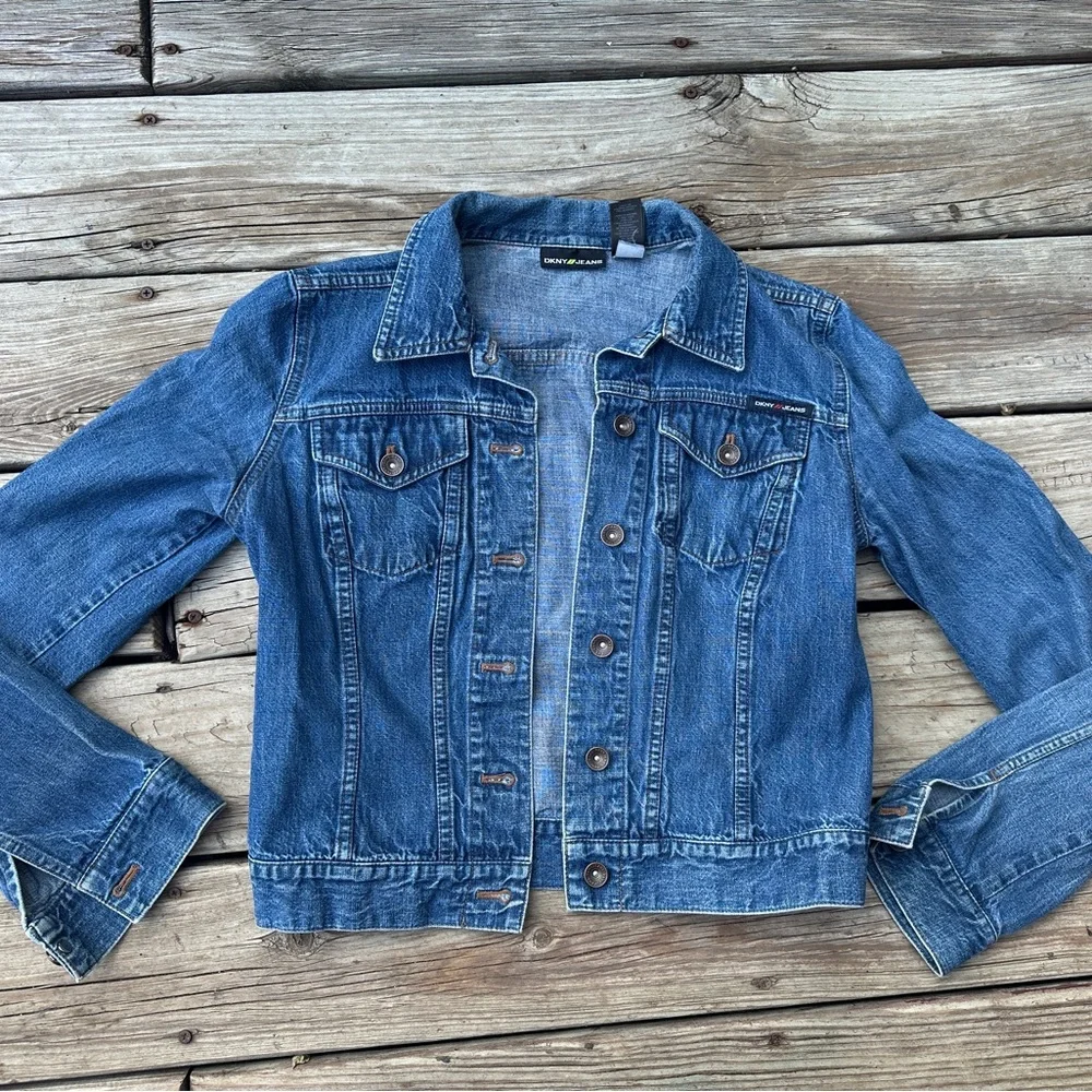 Retro DKNY Jeans Sport Blue Denim Jacket, Size M - Picture 9 of 9